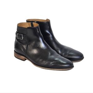 Johnston & Murphy Jodhpur Ankle Boots Moto Biker in Black Leather Mens Size 10.5